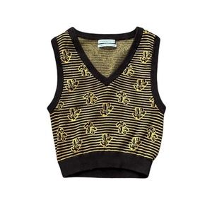 Mushroom knit striped vest